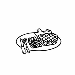 Delicious fried meat steak isolated on white background. Vector illustration