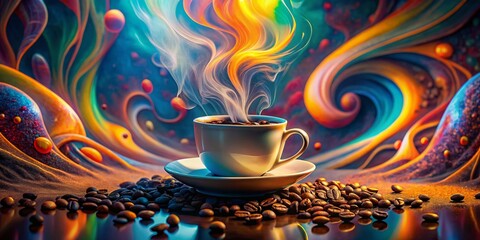 Surreal Morning Coffee: Abstract Caf&eacute; Background Stock Photo