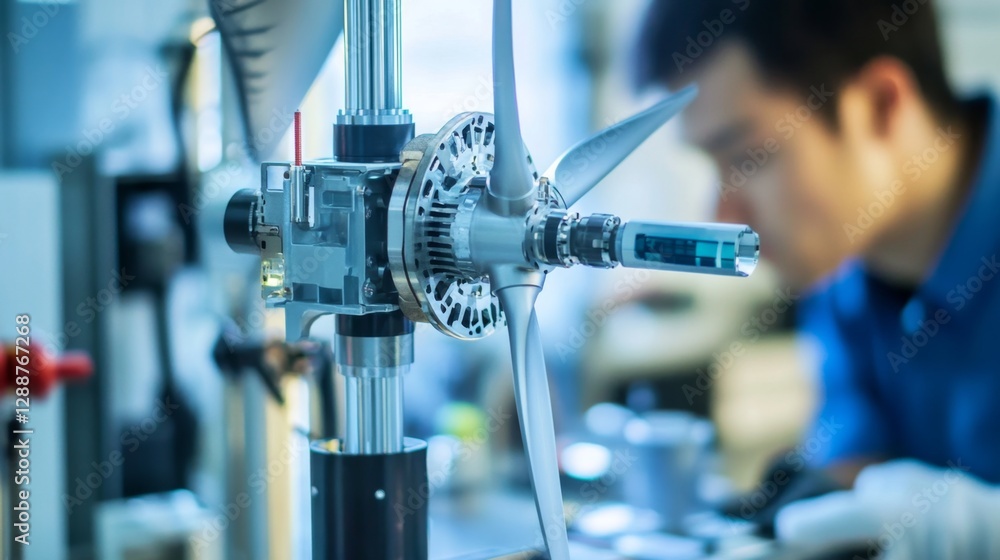 Poster engineers testing and refining wireless technology lab close-up shot professional environment techni