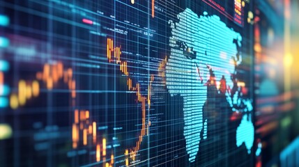 Fototapeta premium Analyzing financial data digital screen closeup view office environment tech perspective