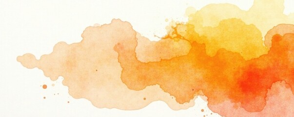 Obraz premium Sunlit orange watercolor blot, clean white paper , background, artistic, wash