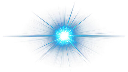 PNG An isolated blue blink sun ray light effect bright flare starburst.