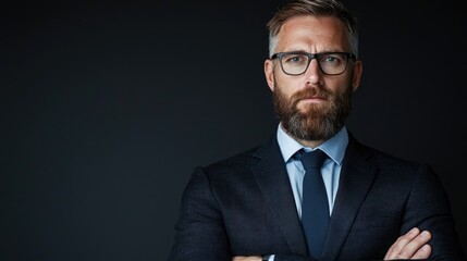 Serious Businessman Portrait Against Dark Background (1)
