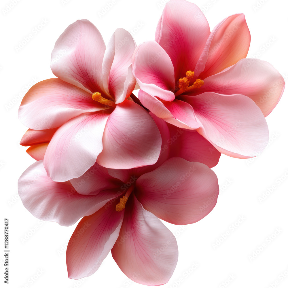 Poster two pink flowers on a black background creating a striking contrast and elegant visual display isola