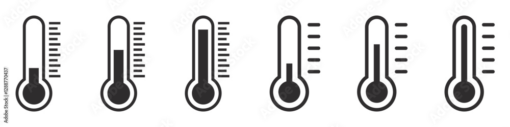 Wall mural set of temperature icons. thermometer showing the temperature, thermometer symbol. temperature scale