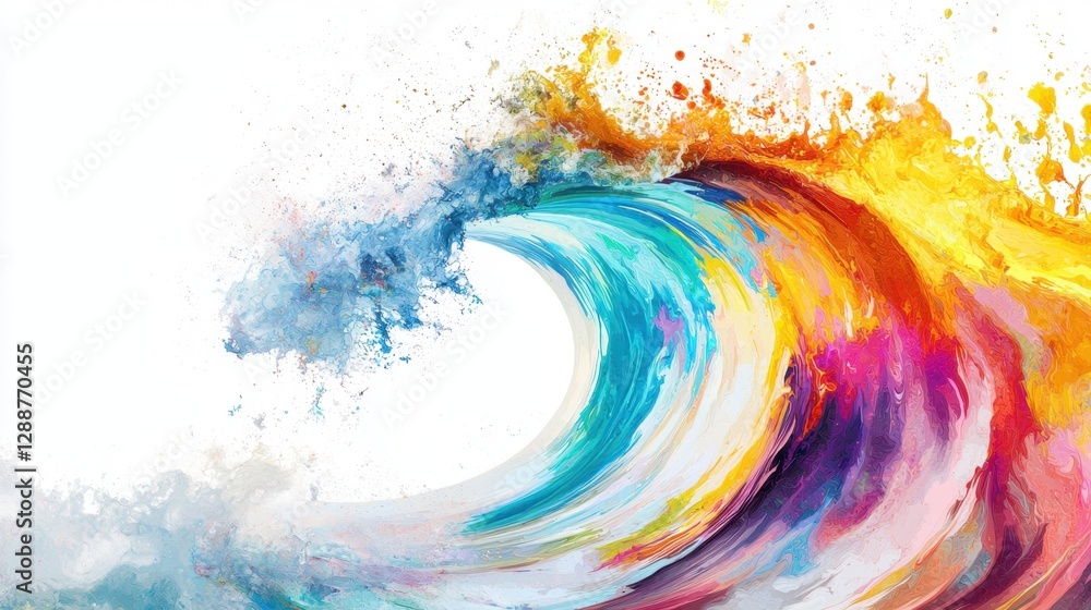 Poster color abstract waves background. rainbow curve lines illustration isolated on white. luxury colorful