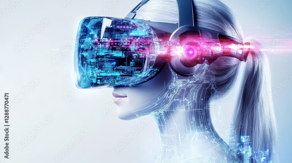 Poster exploring ai communication with robot woman in virtual reality