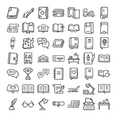 Books, Reading, Library, Education, Knowledge, Literature, Writing, Study, Icons, Collection