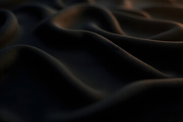 Obraz premium A dark, smooth fabric with subtle lighting, highlighting its fluidity and depth, and its intricate weave and graceful curves.