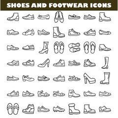 Extensive Collection of Shoes and Footwear Line Icons