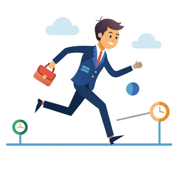 businessman running on project timeline project vector image 