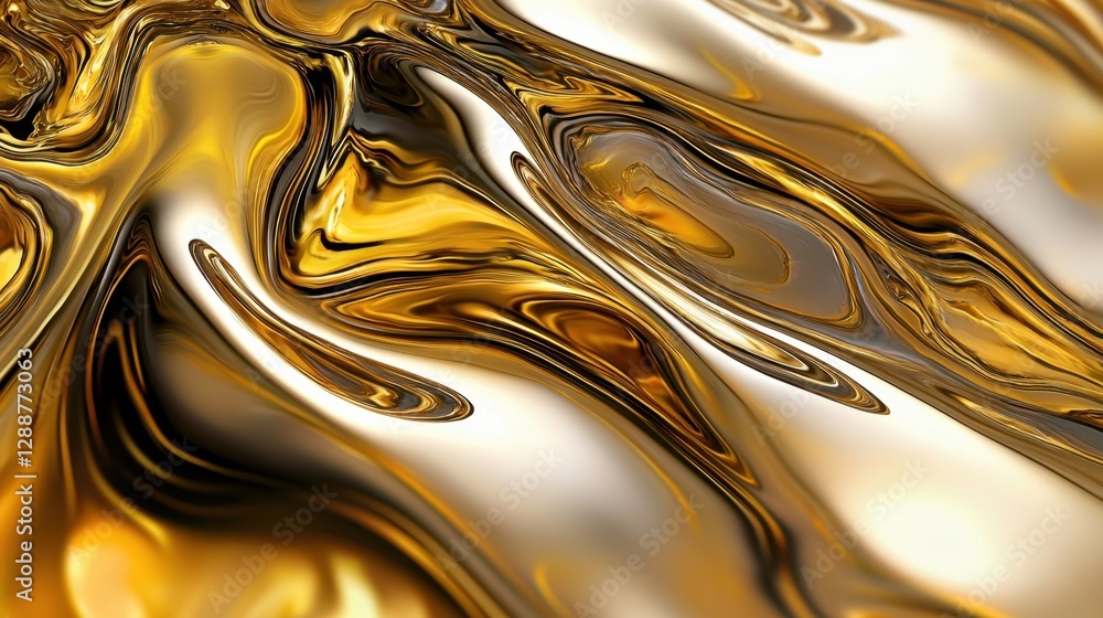 Poster abstract modern backdrop with swirling golden and silver hues creating a vibrant and dynamic visual 