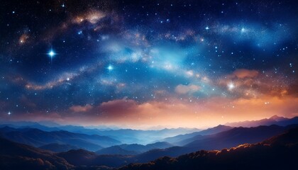 Naklejka premium 夜空の輝きを思わせる、夢幻的で神秘的な星空テクスチャ