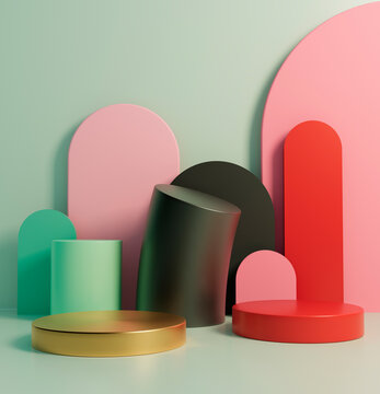 Stylish 3d scene with podium.