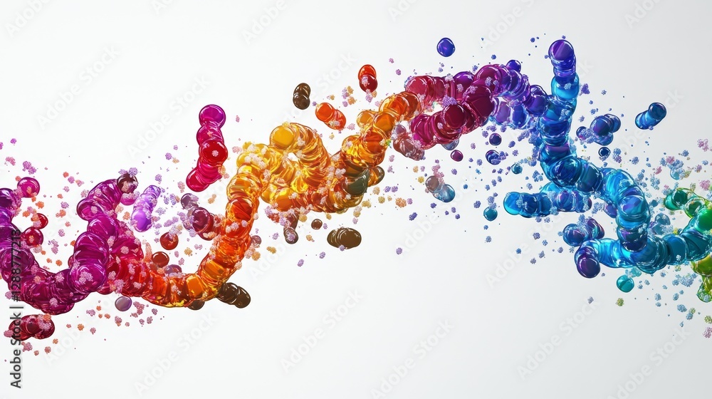 Aufkleber visualizing biological protein sequence dynamics in molecular biology conceptual artwork laboratory 