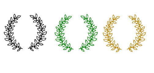 Floral Decoration Branch Leaf Plant Line Stroke Icon Pictogram Symbol Set Collection