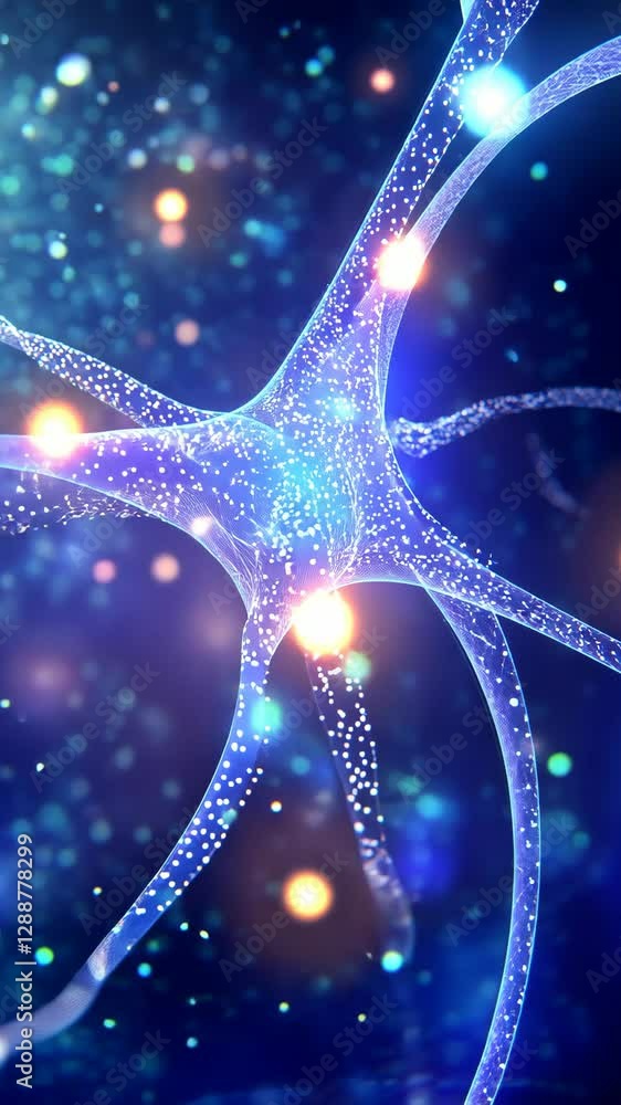 Aufkleber intricate neural network illustration depicting interconnected neurons with luminous effects in a de