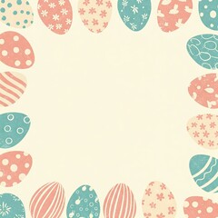 Festive Easter Egg Border Illustration with Pastel Patterns for Seasonal Celebrations and DIY Crafts