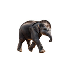 Naklejka premium Adorable Baby Elephant Walking on a White Background