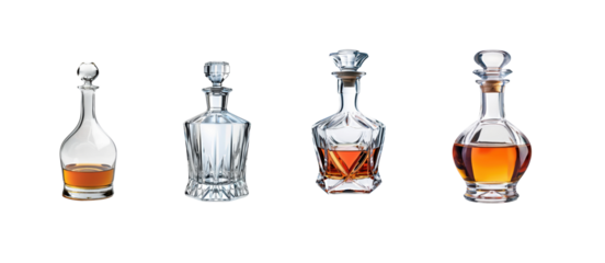 Elegant Glass Decanters Display for Fine Spirits and Liquors
