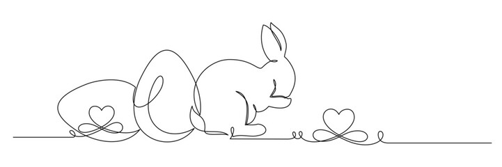Continuous line art style easter egg with bunny 2