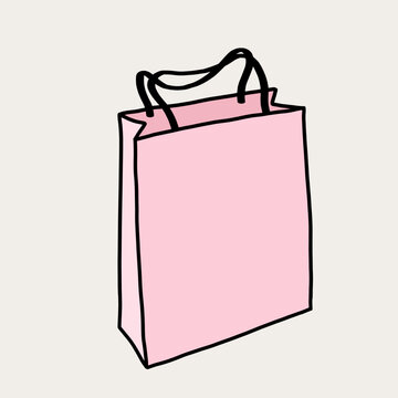 Isolated Pink Blank Shopping Paper Bag Vector Icon on White Background. Surprise Gift Sale Holiday Present. Special Online Shopping Offer. Glamour Lifestyle Concept