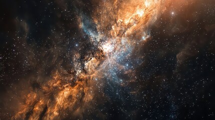 Fototapeta premium A futuristic deep-space telescope captures the birth of a new star cluster, illuminating the void