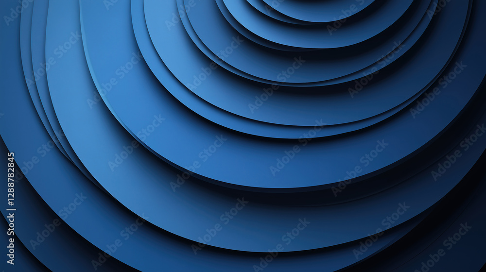 Poster an elegant blue abstract background with layered paper circles and curved lines offering space for t