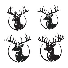 set of black silhouettes of deer