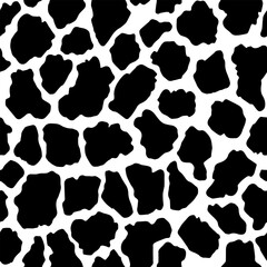 Cow seamless pattern. Black and white cow print. Vector texture. 