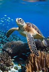 Obraz premium sea turtle swimming in the sea