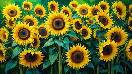Fototapeta premium Sunflowers Helianthus annuus ai genrative