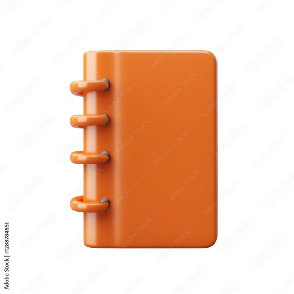 Poster bright orange notebook with spiral binding featuring smooth surface and rounded corners
