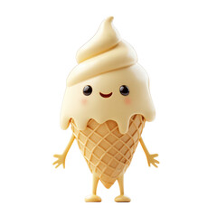 A cartoon character is standing in front of a white background with a scoop of i