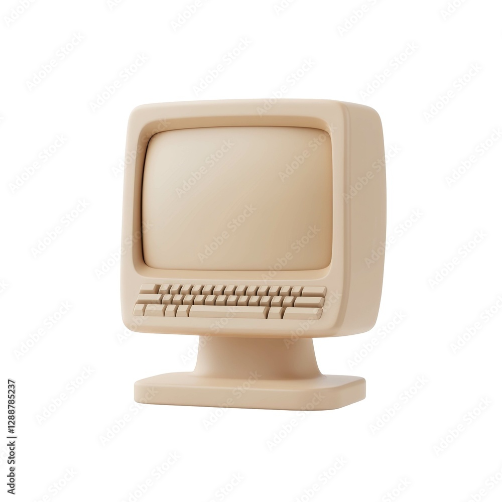 Aufkleber vintage beige computer with keyboard and screen features timeless retro design elements