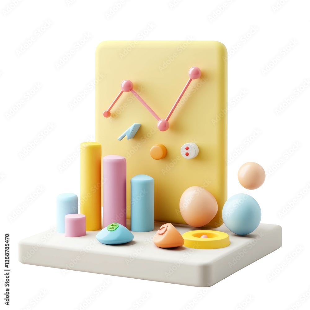 Poster colorful geometric shapes and graphing elements for data visualization