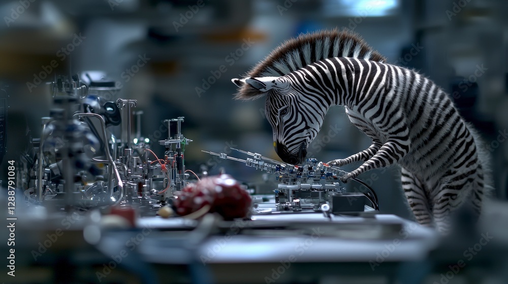 Aufkleber Innovative zebra designs medical devices in a high-tech lab futuristic environment unique perspective