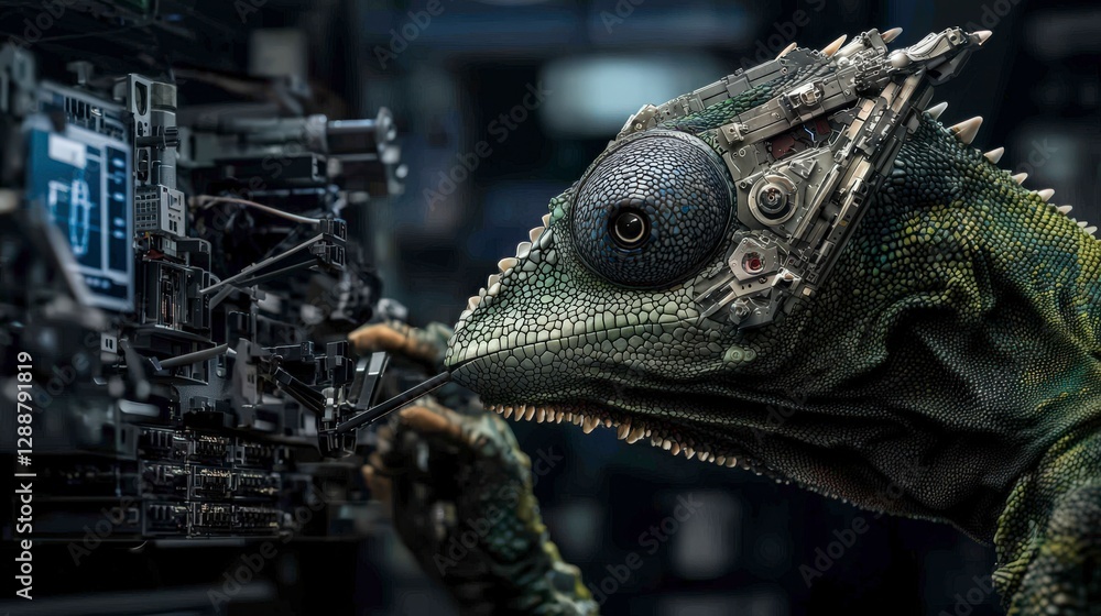 Leinwandbilder Advanced robotics lab chameleon engineer's digital art in a futuristic innovation environment