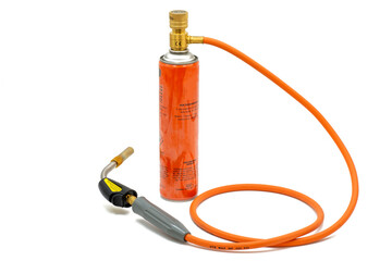 Propane gas canister with torch attachment for outdoor activities and industrial use