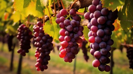 Naklejka premium Ripe grapes in the vineyard 