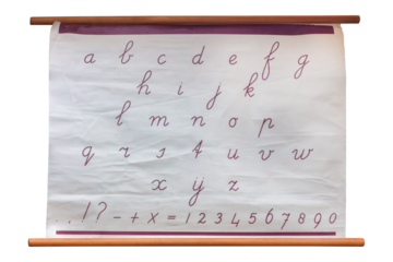 Vintage school poster with the handwritten alphabet