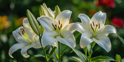 Obraz premium Lilies with long stems, pure and graceful.