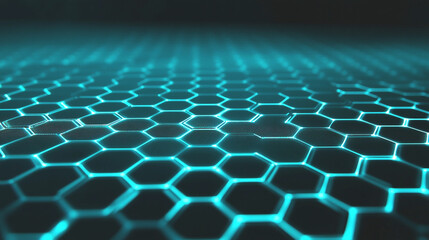 Fototapeta premium Abstract Cyan Hexagon Pattern on Dark Background