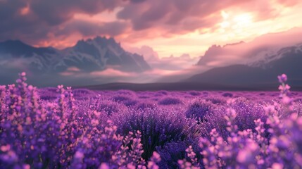 Obraz premium Field of blooming lavender flower 
