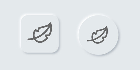 Feather line icon in neomorphic design style. Write signs vector illustration.