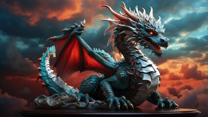  Detailed Sculpture Dragon Coiled