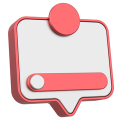 3D illustration of dialog box. Notification box.