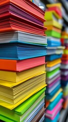 Obraz premium Colorful stacks of paper books