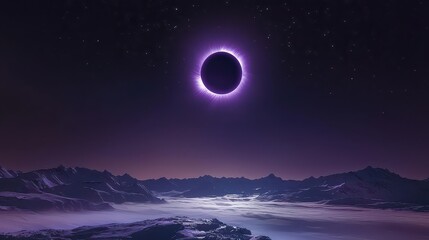 A breathtaking deep-space eclipse turns the entire sky into an ocean of shifting purple hues