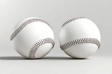Two Blank White Baseball Balls with Brown Stitching